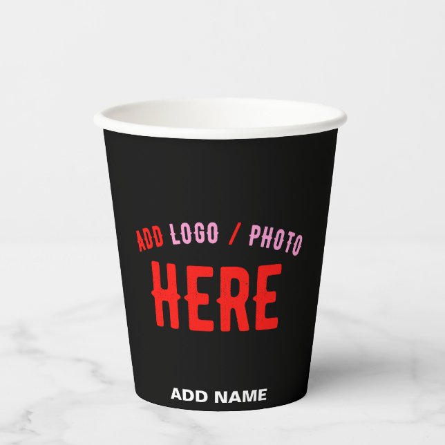 VASOS DE PAPEL PERSONALIZABLE MODERNO ESTILO NEGRO VERIFICADO MAR (Anverso)