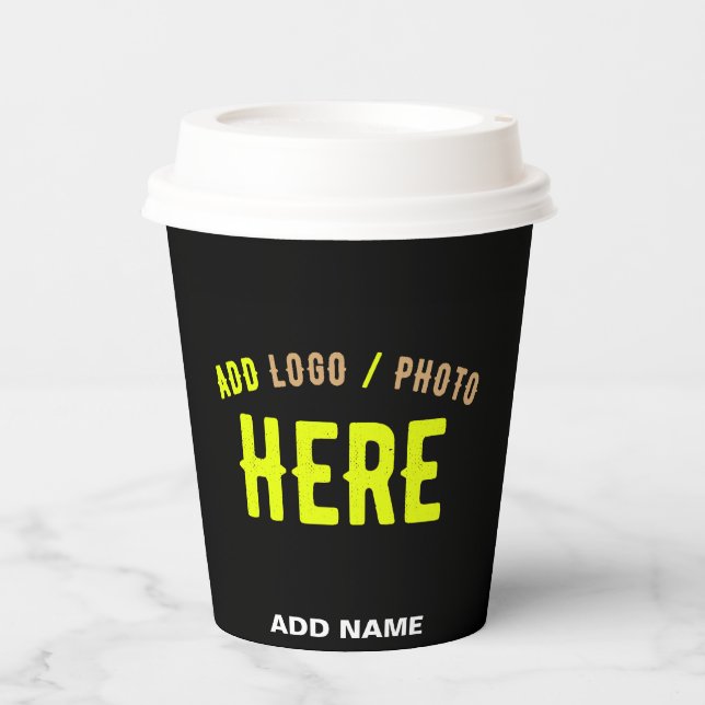VASOS DE PAPEL PERSONALIZABLE MODERNO ESTILO NEGRO VERIFICADO MAR (Anverso)