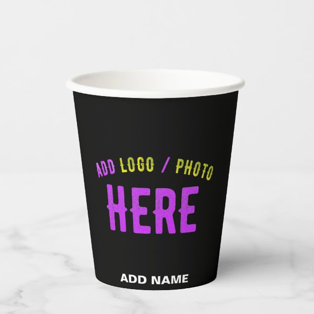 VASOS DE PAPEL PERSONALIZABLE MODERNO ESTILO NEGRO VERIFICADO MAR (Anverso)