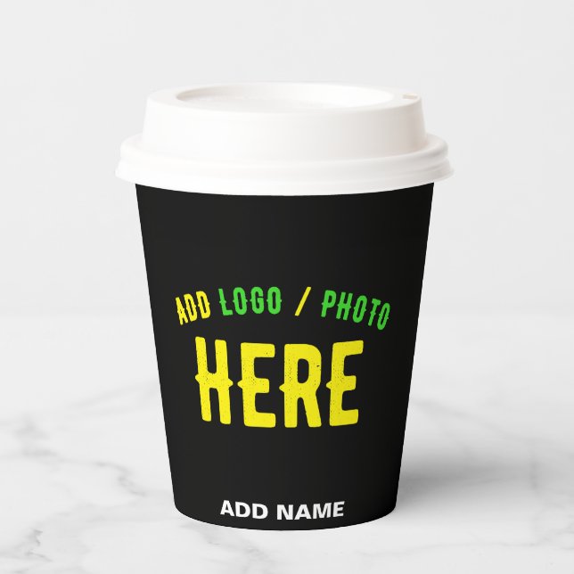 VASOS DE PAPEL PERSONALIZABLE MODERNO ESTILO NEGRO VERIFICADO MAR (Anverso)