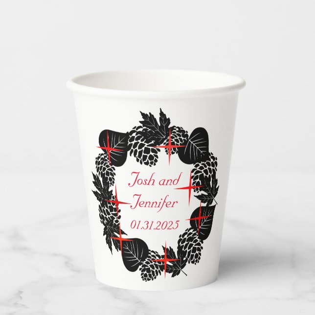 Vasos De Papel Personalizable Wreath Boda (Anverso)