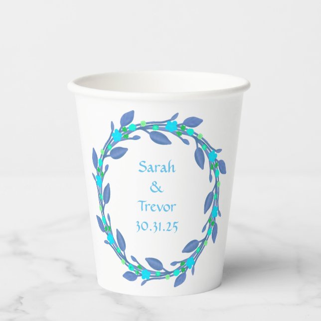 Vasos De Papel Personalizable Wreath Boda (Anverso)