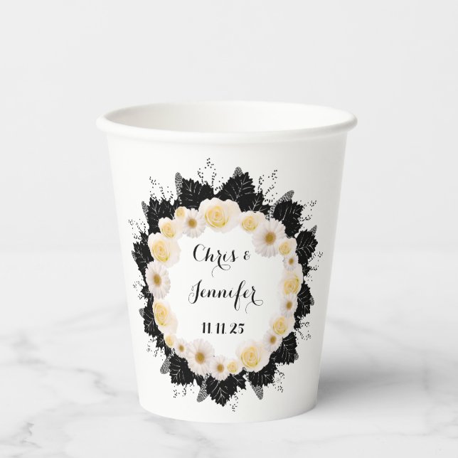 Vasos De Papel Personalizable Wreath Boda (Anverso)