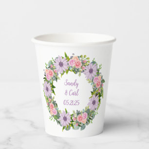 Vasos De Papel Personalizable Wreath Boda