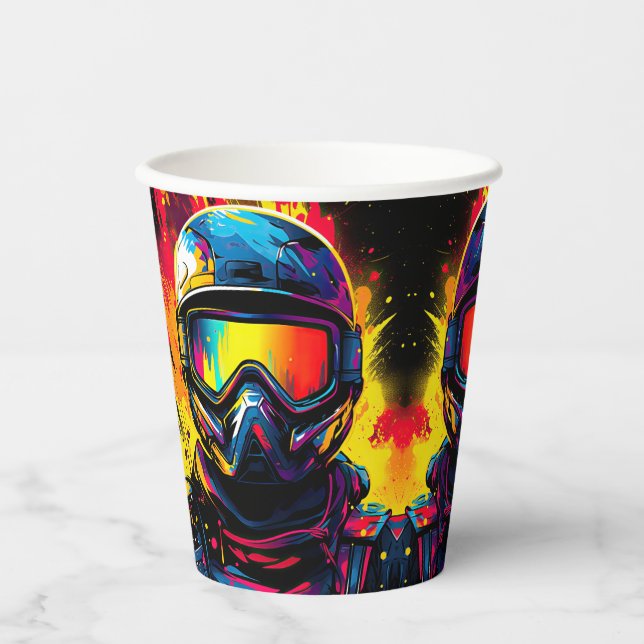 Vasos De Papel Personalizada la fiesta de cumpleaños de Paintball (Anverso)