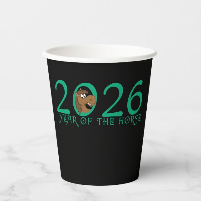 Vasos De Papel Personalizado 2026 Año Nuevo chino del caballo (Anverso)