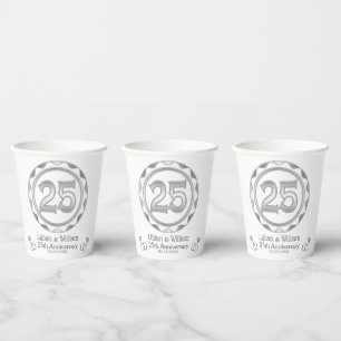 Vasos De Papel Personalizado 25 Aniversario o Cumpleaños, etc...