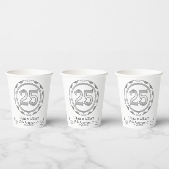 Vasos De Papel Personalizado 25 Aniversario o Cumpleaños, etc... (Multi)