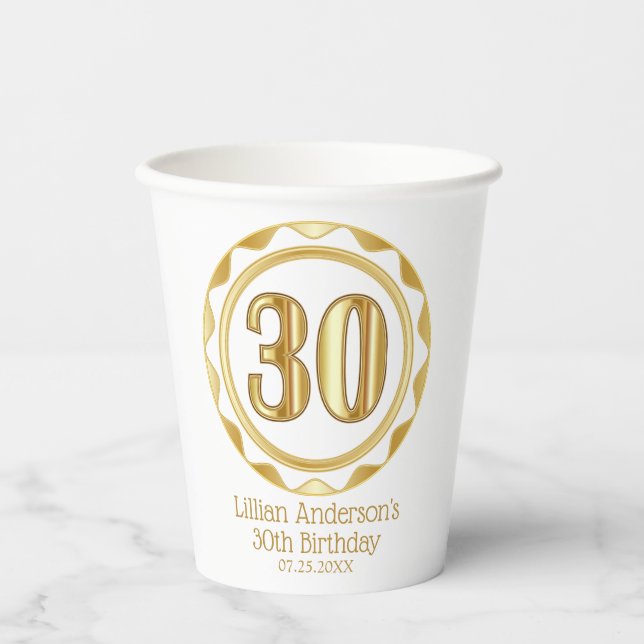 Vasos De Papel Personalizado 30 cumpleaños, aniversario, etc... (Anverso)