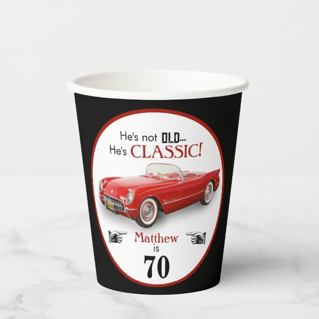 Vasos De Papel Personalizado Age Not Old Red Classic 1954 Convert (Anverso)