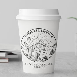 Vasos De Papel Personalizado Arizona Boda de Bridal Shower Coffee