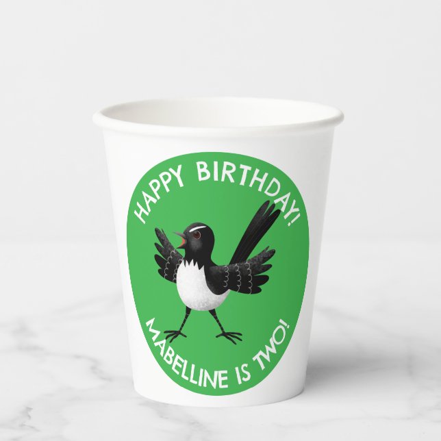 Vasos De Papel Personalizado australiano Willie Wagtail (Anverso)