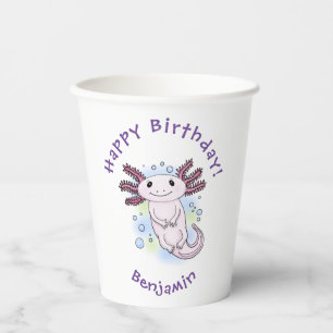 Vasos De Papel Personalizado axolotópico rosa adorable