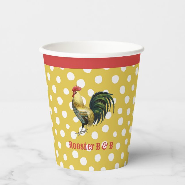 Vasos De Papel Personalizado B & B Country Rooster Farmhouse (Anverso)