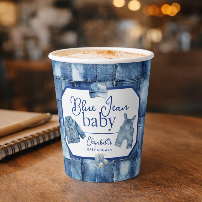 Vasos De Papel Personalizado Blue Jean Baby Denim Tema Baby Showe (Custom Blue Jean Baby Denim Themed Baby Shower Paper Cups
)