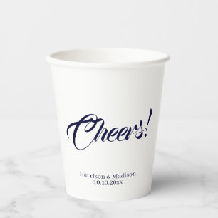 Vasos De Papel Personalizado Boda de guión de caligrafía marina o