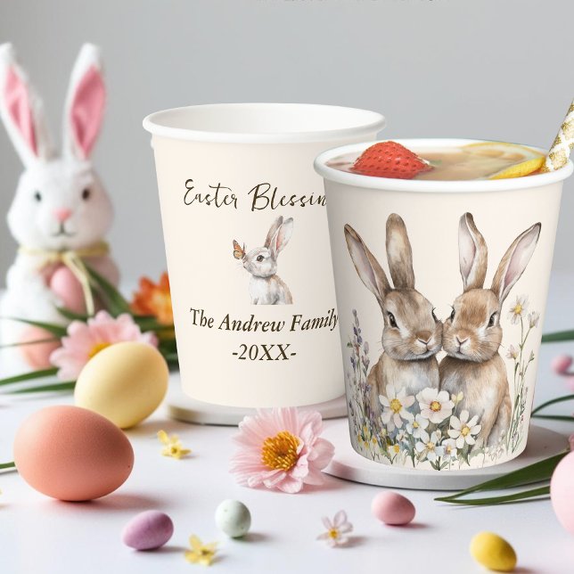 Vasos De Papel Personalizado Bunny Natural Bunny Easter (Natural Bunny Custom Bunny Easter Paper Cups)