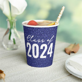 Vasos De Papel Personalizado Clase Año Navy Purpurina Azul