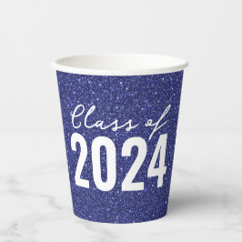Vasos De Papel Personalizado Clase Año Navy Purpurina Azul