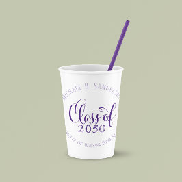 Vasos De Papel Personalizado clásico del partido de graduación pú