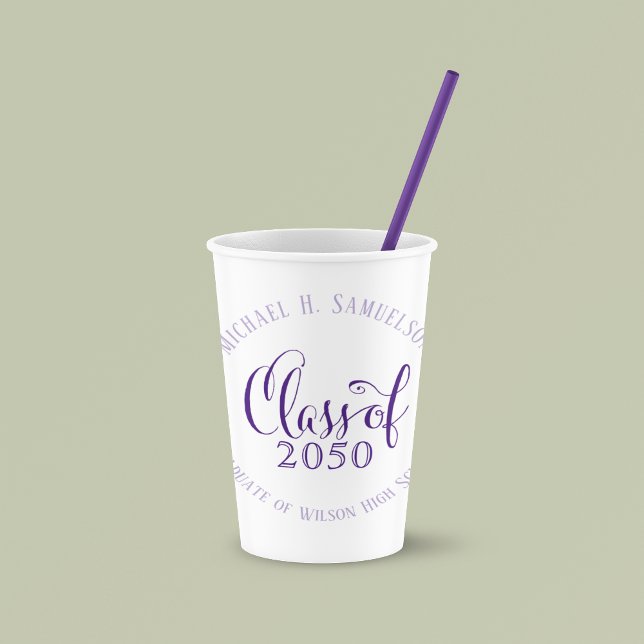 Vasos De Papel Personalizado clásico del partido de graduación pú (Simple Graduation party custom paper cup.)