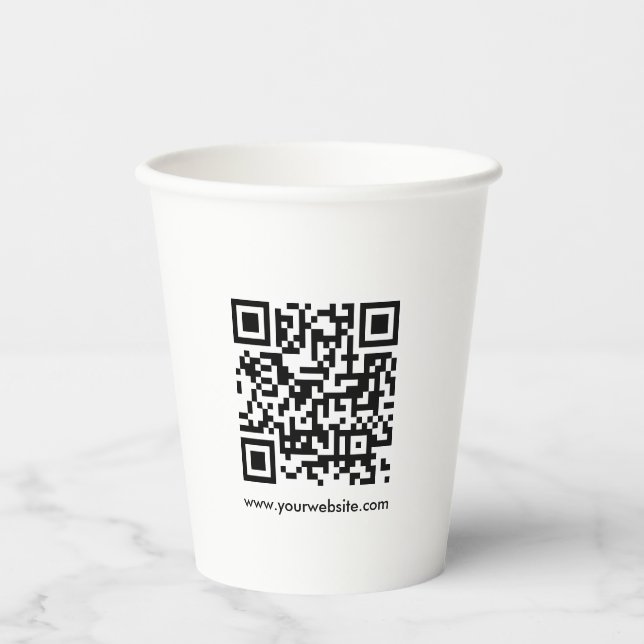 Vasos De Papel Personalizado Código QR Escanear Me Plantilla URL  (Anverso)