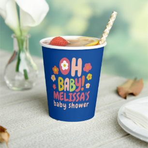 Vasos De Papel PERSONALIZADO COLORFUL de Baby Shower Groovy Daisi