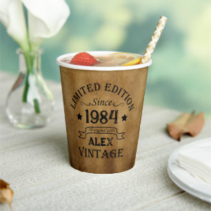 Vasos De Papel Personalizado cuarenta fiesta vintage de 40 años
