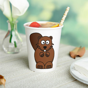 Vasos De Papel Personalizado cutáneo castor divertido animal de W