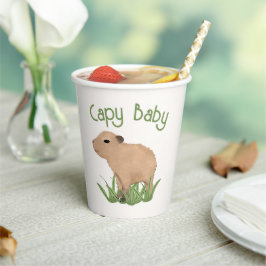 Vasos De Papel Personalizado Cute Capybara Pun Capy Baby Ilustrac