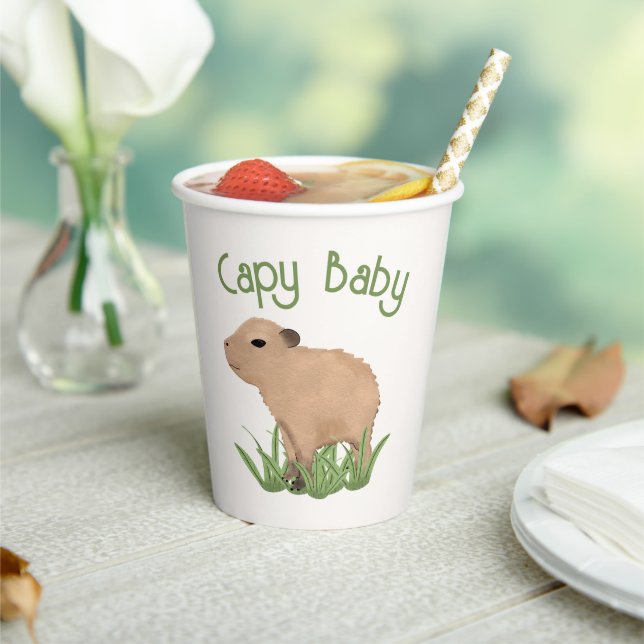 Vasos De Papel Personalizado Cute Capybara Pun Capy Baby Ilustrac (in situ)