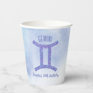 Vasos De Papel Personalizado Cute Rótulo Gemini Fiesta de Cumplea