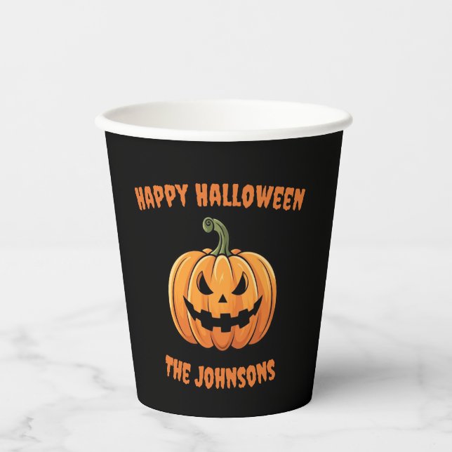 Vasos De Papel Personalizado Cute Spookkin Calabaza Feliz Hallowe (Anverso)