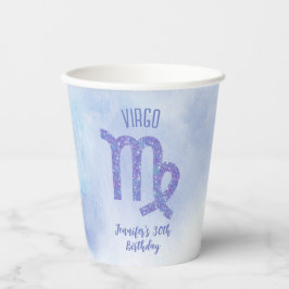 Vasos De Papel Personalizado Cute Virgo Astrología Púrpura Fiesta