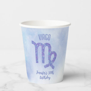 Vasos De Papel Personalizado Cute Virgo Astrología Púrpura Fiesta
