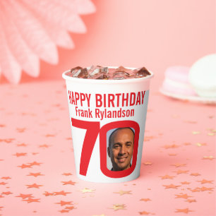 Vasos De Papel personalizado de 70 años dos foto blanca