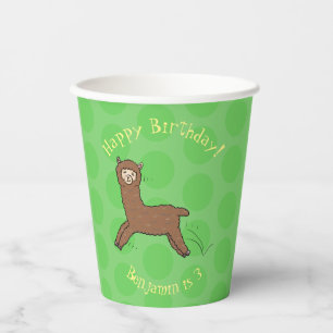 Vasos De Papel Personalizado de alpaca marrón feliz