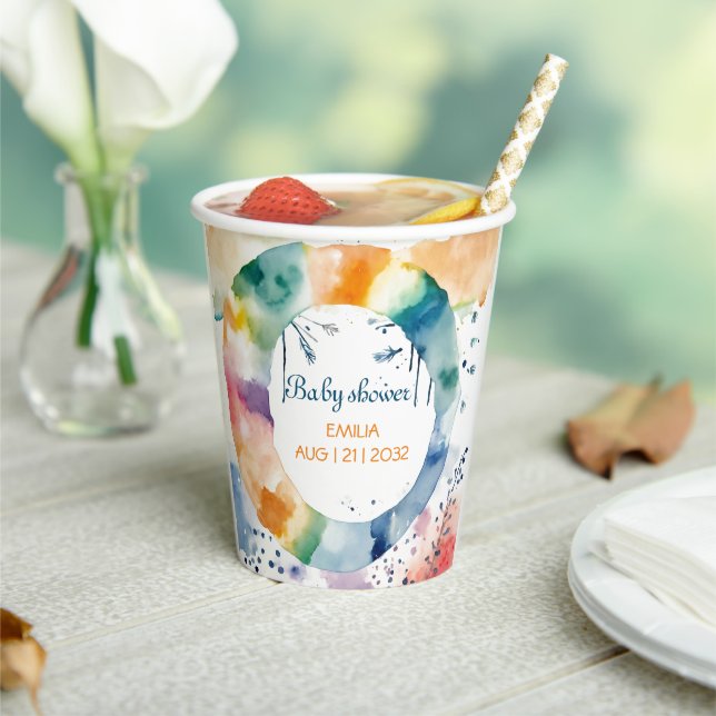 Vasos De Papel Personalizado de Baby Shower de Cute BOHO (in situ)