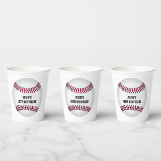 Vasos De Papel Personalizado de béisbol Cumpleaños