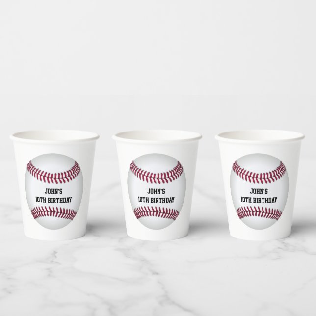 Vasos De Papel Personalizado de béisbol Cumpleaños (Multi)