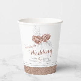 Vasos De Papel Personalizado de bodas de invierno marrón de dibuj
