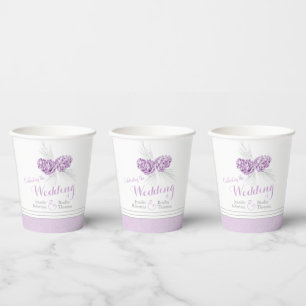 Vasos De Papel Personalizado de bodas de invierno morado dibujand