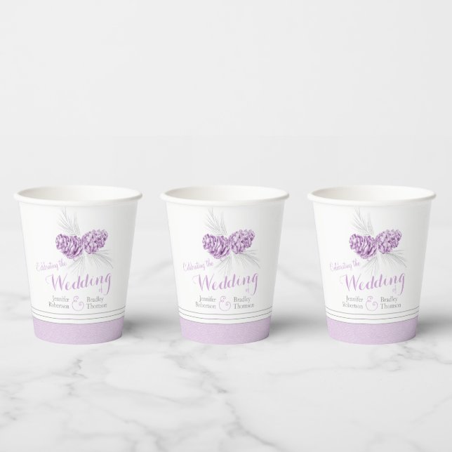 Vasos De Papel Personalizado de bodas de invierno morado dibujand (Multi)