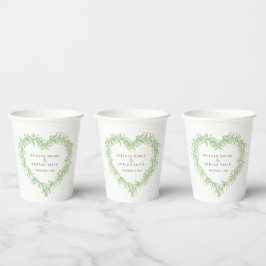 Vasos De Papel Personalizado de bodas de invierno verde de mistle