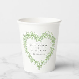 Vasos De Papel Personalizado de bodas de invierno verde de mistle