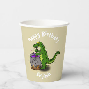 Vasos De Papel Personalizado de cena de cocina de caimán verde fe