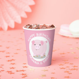 Vasos De Papel Personalizado de cerdos de barriga cuta personaliz