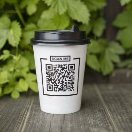 Vasos De Papel Personalizado de código QR moderno Negros y Blanco