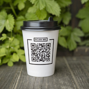 Vasos De Papel Personalizado de código QR moderno Negros y Blanco