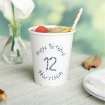 Personalizado de cumpleaños blanco azul de cuerda 